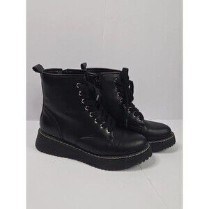 Madden Girl Kurrt Black Combat Boots Platform Lug Sole Size 6M